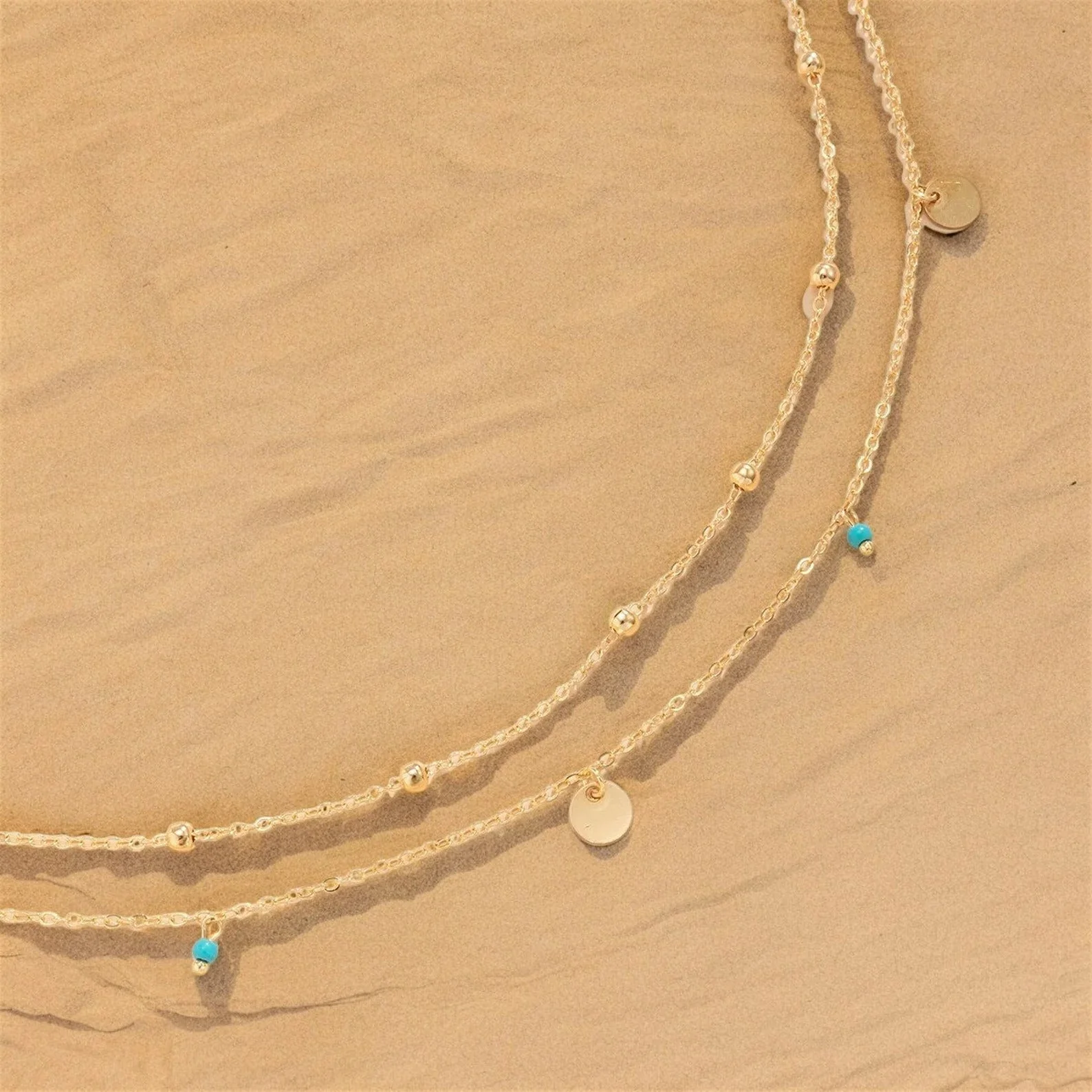 Double Layered Belly Chain Blue Gems - Image 3