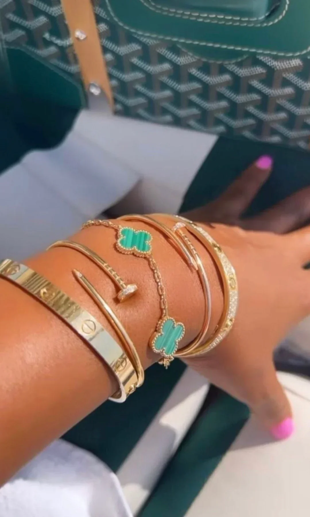 Rhinestone Nail Bracelet (fine) (in silver & gold) - Image 3