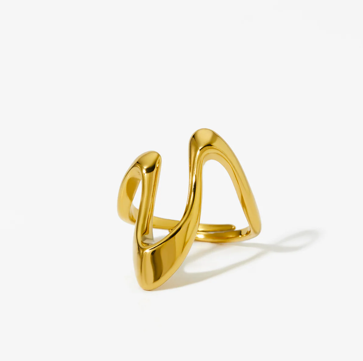 Vintage Geometric Wave Ring - Image 3